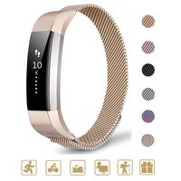 Tinkel Replacement Metal Bands Compatible with Fitbit Alta and Alta HR Stainless Steel Metal Bracelet Strap Adjustable Replacement Strap for Women Men - Champagne