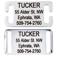 GoTags Slide-On Pet ID Tags, Personalized Dog and Cat Tags, Silent, No Noise Collar Tags Made of Stainless Steel, Custom Engraved, (Solid for Belt Buckle Collars)