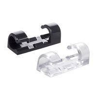 Self-Adhesive Cable Clips Organizer Drop Wire Holder Cord Management, Pack of 20 (0.27 inch, Black x 10 +Transparent x 10)