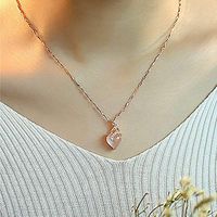 Powder Jewelry Heart Rose Gold Women Hibiscus Stone Crystal Pendant Necklace Woman Stylish Simple Lovely Elegant Jewerly Beads Comfortable Best Comfy Wonderful