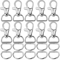 Paxcoo 60Pcs Swivel Snap Hooks and D Rings for Lanyard and Sewing Projects (1" Inside Width)