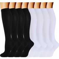 ACTINPUT 8 Pairs Compression Socks Women & Men -Best Medical,Nursing,Travel & Flight Socks-Running & Fitness，Pregnancy-15-20mmHg (S/M, Assorted 1)