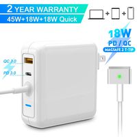 Compatible 45W Replacement Mac Book Air Charger, T-Tip Magsafe 2 Power Adapter+18W PD Connector+18W QC3.0 Quickly Charge Compatible with Mac Book Air 11-Inch/13-Inch T-Tip Connector Charger