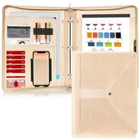 Zippered Padfolio with 3 Ring Binder (1'' Round Ring), Toplive Business Portfolio Folder Binder Document Organizer for Women and Men,Gold