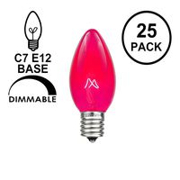Novelty Lights 25 Pack C7 Outdoor String Light Christmas Replacement Bulbs, Pink, C7/E12 Candelabra Base, 5 Watt