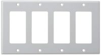 Leviton 80412-GY 4-Gang Decora/GFCI Device Decora Wallplate, Standard Size, Thermoset, Device Mount, Gray, 10-Pack
