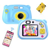 WiFi Kids Camera,CrazyFire 1080 HD Digital Camcorder with Dual Lens Cameras,Rechargeable Toddler Camera with Flash Toy Camera for Girls and Boys(32 TF Card Included) (Blue)