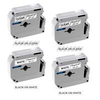 M Tape 12mm 0.47 Inch MK231 MK131 Label Tape, Replace Ptouch M Tape Compatible with Brother P Touch Label Maker PT-45 PT-M95 PT-65 PT-85, 1/2 Inch 26.2 Feet, Black on White Black on Clear, 4-Pack