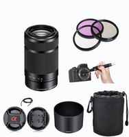 Sony E 55-210mm F4.5-6.3 Lens for Sony E-Mount Cameras (Black) + Deluxe Lens Case + 3pc Filter Kit + 2 in 1 Lens Cleaning Pen