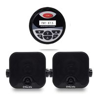 Herdio Receiver/Speaker Package, Bluetooth, MP3/USB AM/FM Marine Stereo Bundle for Boat ATV UTV SPA.