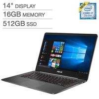 ASUS ZenBook UX430UQ 14.0" FHD Nano-Edge bezel Ultra-Slim Laptop i7-7500U 16GB DDR4 RAM, 512GB SSD, 2GB NVIDIA GeForce 940MX Windows 10)) (Renewed)