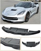 Extreme Online Store Replacement for 2014-2019 Chevrolet Corvette C7 | Add-On Bottom Line Style ABS Plastic Primer Black Front Bumper Lower Lip Splitter