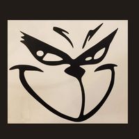 Pair of Grinch Face Ornament Decal Stickers- Designed to fit Your 3" Ornament - Dr Suess How The Grinch Stole Christmas (Matte Black)