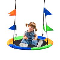 Saucer Tree Swing Seat with Straps and Flags Giant 40 Inches Saucer Swing Outdoor Play for Kids