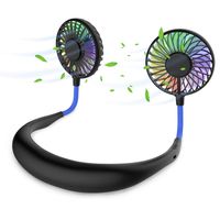 Portable Hands-Free Personal Neck Fan, Cordless Noise-Free Rechargeable USB Fan for Camping, Travel and Office (Black & Blue)