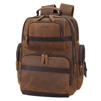Tiding Men's Leather Backpack Vintage 15.6 Inch Laptop Bag Large Capacity Business Travel Hiking Shoulder Daypacks with USB Charging Port & YKK Zipper