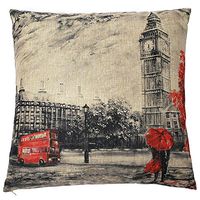 Acelive 20 x 20 Inches Oil Painting Big Ben Throw Pillow Cover Cotton Linen Blend Western Style Decorative Pillow Case Cushion Covers