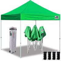 Eurmax 10'x10' Ez Pop Up Canopy Tent Commercial Instant Canopies with Heavy Duty Roller Bag,Bonus 4 Sand Weights Bags (Kelly Green)