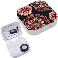 Portable Contact Lens Case Box Travel Kit Mirror + Bottle + Tweezers Container Holder [ Luxury Star Damask Tiled ]