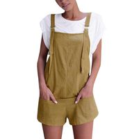 Women Jumpers Shorts Pants Pockets Strappy Romper Working Overalls Trousers Hemlock (M, Khaki)