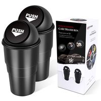 YIOVVOM Car Trash Can with Lid Fit Cup Holder Car Door (Black-2pcs)