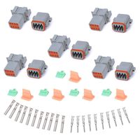 MUYI 5 Kit 8 Pin Way DT Series Connector Gray Receptacle IP67 Waterproof Heavy Duty 14-20 AWG 13 Amps Continuous DT04-8P DT04-8S w/Wedge Lock W8P W8S (5 Kits, 8 Pin)