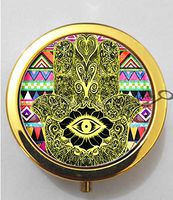 BlackKey Hamsa Hand with Evil Eye Design 3-Compartment Decorative Pocket Gift Box Case Organizer for Pill, Color 2 -578