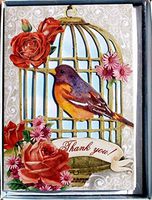 Punch Studio Boxed Set of 10 Laser-Cut Thank You Cards ~ Floral Birdcage