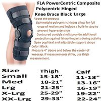 FLA Orthopedics 37-109LGBLK Powercentric Composite Polycentric Knee Brace Black, Large
