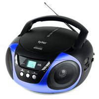 Tyler TAU101-BL Portable Sport Stereo CD Player - Single Disc, Speakers, AM/FM Radio, Headphone Jack, Playback Function and Aux for iPod, Walkman, MP3, Compact Size and Battery Power, Blue