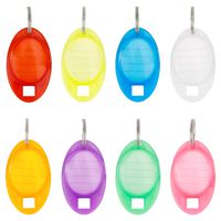 Uniclife 24 Pieces Tough Plastic Key Tags Oval Shaped Label Tag with Window and Split Ring, 8 Colors