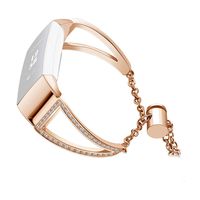 Eiowords Compatible for Fitbit Charge 3 Bands, Women Crystal Rhinestone Jewelry Replacement Stainless Steel Crystal Watch Band Wrist Strap for Fitbit Charge 3 (Rose Gold)