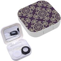 Portable Contact Lens Case Box Travel Kit Mirror + Bottle + Tweezers Container Holder [ White Purple ]