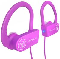 TREBLAB XR100 Bluetooth Sport Headphones, Best Wireless Earbuds for Running Workout, Noise Cancelling Sweatproof Cordless Headset for Gym Use, True Beats Earphones w/Mic, iPhone Android (Pink)