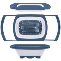 Qimh Colander Collapsible | Over The Sink Silicone Kitchen Strainers and Colanders with Extendable Handles | Veggies, Fruit and Pasta Foldable Strainer for Kitchen, 6-Quart, BPA Free