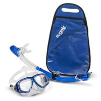 PRODIVE Premium Dry Top Snorkel Set - Impact Resistant Tempered Glass Diving Mask, Watertight and Anti-Fog Lens for Best Vision, Easy Adjustable Strap, Waterproof Gear Bag Included (Blue)