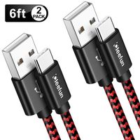 CLEEFUN USB Type C Charger Cable [2-Pack, 6ft] Fast Charging USB C Cord for Samsung Galaxy S10e S10 S9 S8 Plus S10+ S9+ S8+ Note 9 Note 8, LG G7 G6 G5 V40 V35 V30 V20, Google Pixel 2 XL, Nylon Braided