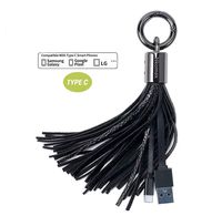 Tassel Key Chain Charging Cable USB-C to USB-A Cable, Leather Tassel Key Chain Type C Cord for Galaxy S10,S9, Note 9,S8, LG V30 V20 G6 5, Pixel 2,Huawei P9,P8 Moto G7 G6 Z3(Black)