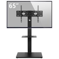 Rfiver Universal Swivel Floor TV Stand for most 32"-65" Flat/Curved Screen TVs, 6 Levels Height Adjustable and Internal Cable Management, One-Piece Integral Metal Support Pole for Sturdy, Black TF1001