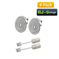 Telephone Handset Cord Detanglers,Uvital 2 Pack Landline Handset Cord Cable 10Ft Uncoiled(1.2 Ft Coiled) and 2 Pack Anti-Tangle Telephone Cord Untangler 360 Degree Rotating Swivel Cord(White)