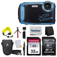 Fujifilm FinePix XP140 Digital Camera (Sky Blue) + 48GB SD Card + Floating Strap + Cleaning System + 12" Flexible Tripod + Screen Protectors + SD Card Reader + Memory Card Wallet + Camera Case
