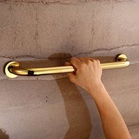 YUTU JFS01 Antique Brass Gold Grab Bar Racks 13.7 Inches Polished Radian Angle Bathroom Shower Safety Holder Wall-mounted