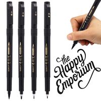Hand Lettering Pens - 4 Size Refillable Black Calligraphy Ink Pen for Beginners Writing, Signature, Illustration Design
