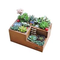 Kaimaily Storage Box Desk Organizer Tray Wooden Storage Box with Compartments Divider Drawer for Crafts Flowers Plants Jewelry Succulent Flower Moss Container Box