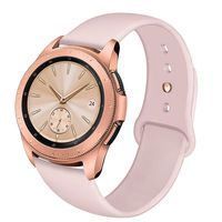 NAHAI Band Compatible with Samsung Galaxy Watch 42mm, Galaxy Watch Active, Gear Sport, 20mm Soft Silicone Replacement Strap Resistant Sport Wristbands for Women Men, Small, Sand Pink with Gold Button