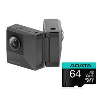 Insta360 EVO + 64GB ADATA MicroSDXC, 180 Degree 3D and 360 Fold-able Camera, 5.7K Videos + 18MP Photos, with FlowState Stabilization (EVO + 64GB MicroSDXC)