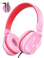 PeohZarr On-Ear Headphones with Microphone, Lightweight Folding Stereo Bass Headphones with 1.5M Tangle Free Cord, Portable Wired Headphones for Smartphone Tablet Laptop Computer MP3/4-Pink