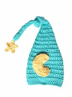Pinbo Newborn Baby Crochet Photo Prop Moon Star Hat Sleepy Time Hat Elf Hat (Light Blue)