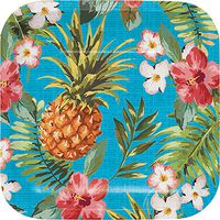 Club Pack of 96 Blue and Green Aloha Luncheon Dinner Party Plates 7”