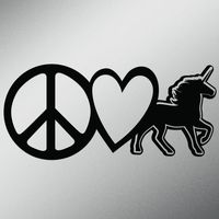 Peace Love Unicorn Vinyl Decal Sticker | Cars Trucks Vans Walls Laptops Cups | Black | 7.5 X 3.4 Inch | KCD1607B